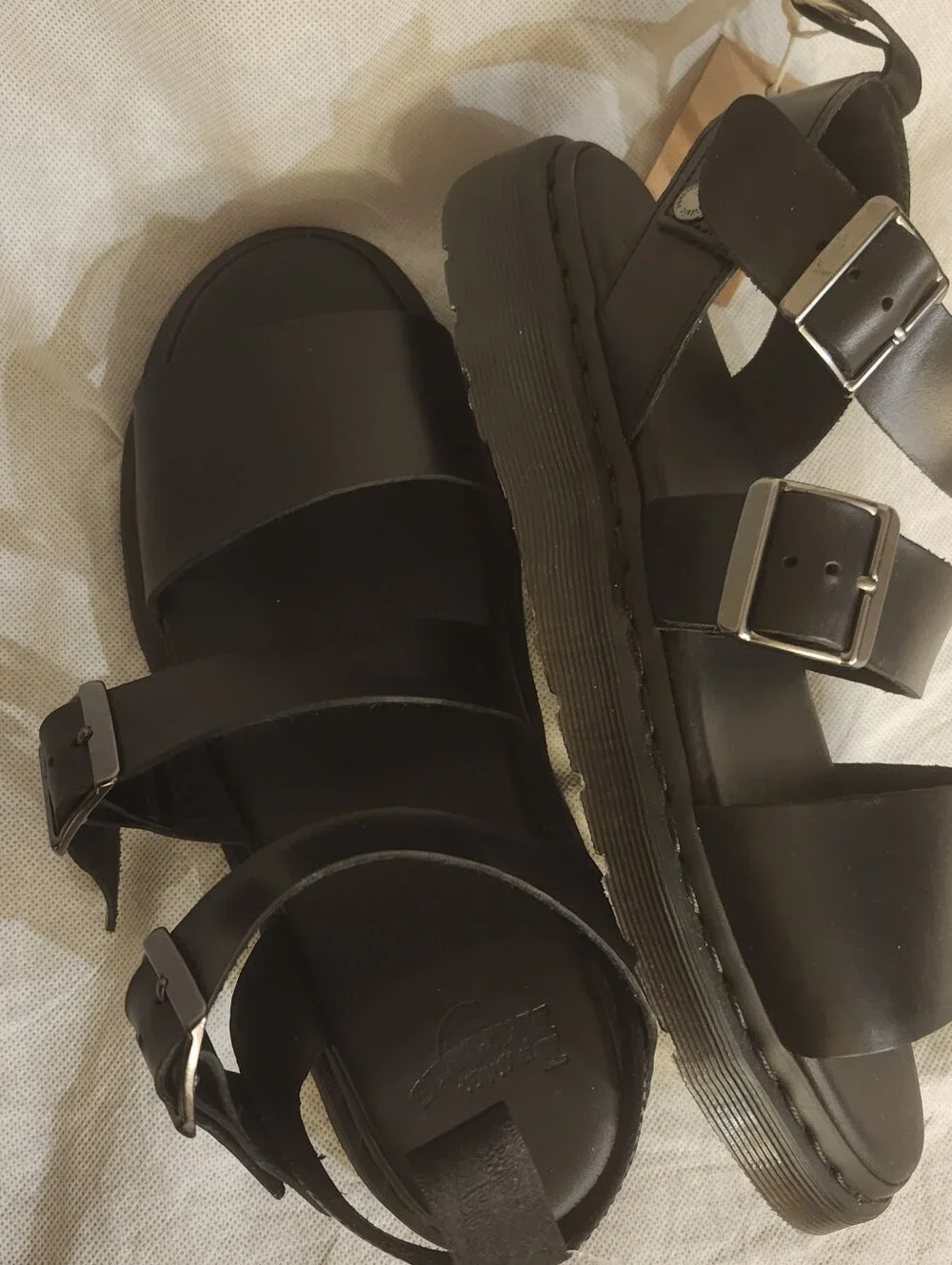 Dr. Martens Black Triple-Buckle Platform Sandals
